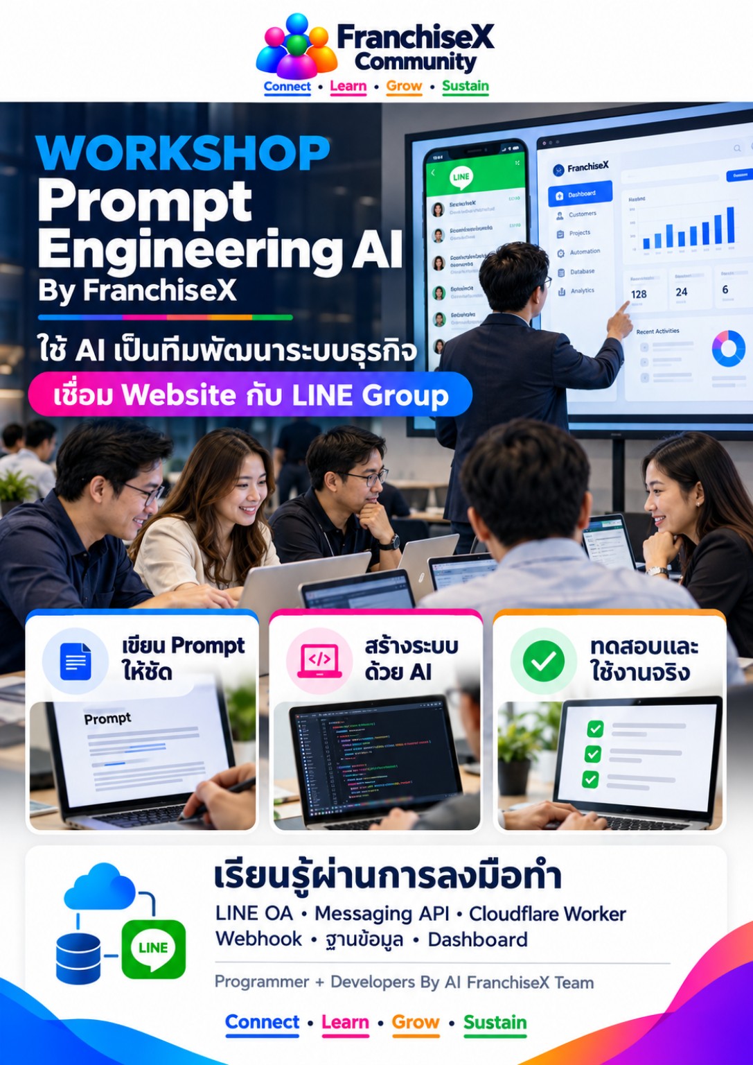 Workshop Prompt Engineering AI By FranchiseX: เชื่อม Website กับ LINE Group